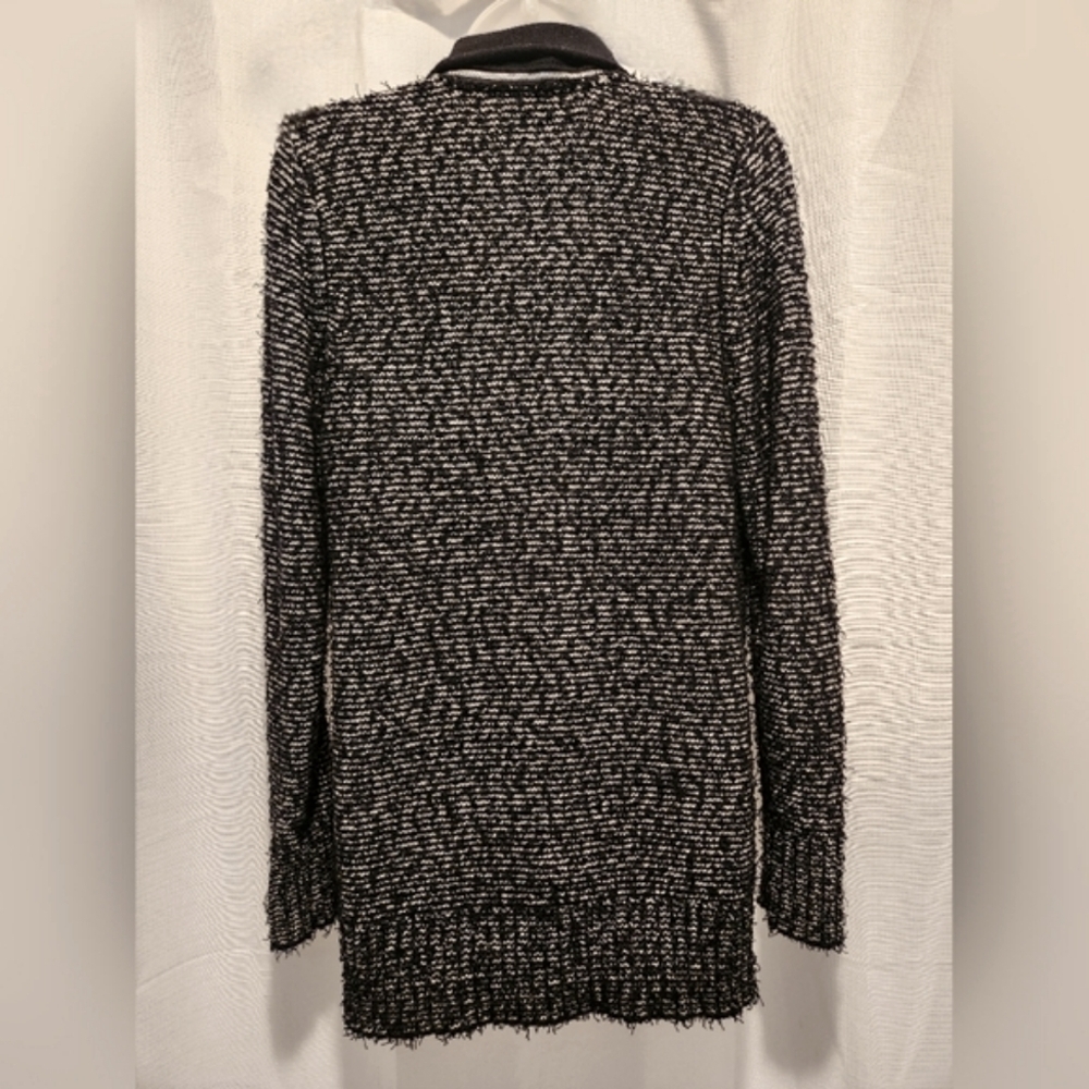 Ivanka Trump Black Zipper Detail Open Fringe Knit Cardigan Size M Fall Winter - Picture 3 of 9
